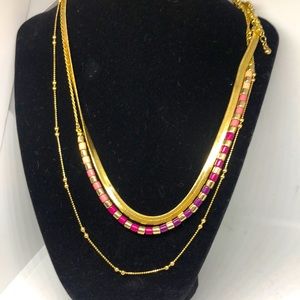 LOFT Layered 3 Strand Gold Tone Necklace